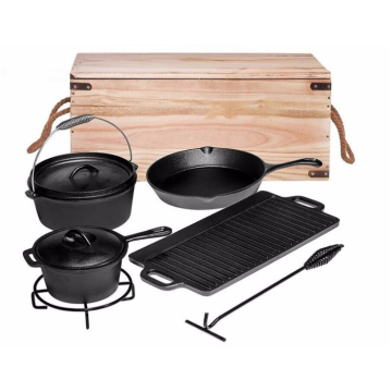 Non-stick 7pcs pan & pot Camping BBQ Cast Iron Cookware Set